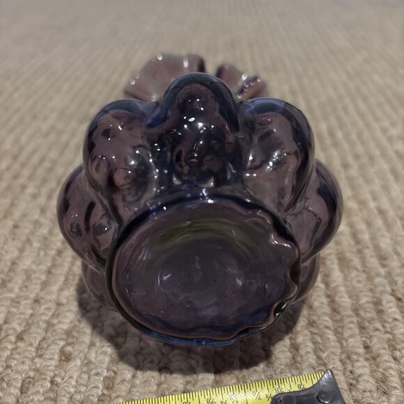 Fenton 1942 Scarce Mulberry Diamond Optic Petticoat Crimp 4” Melon Vase - Picture 7 of 8